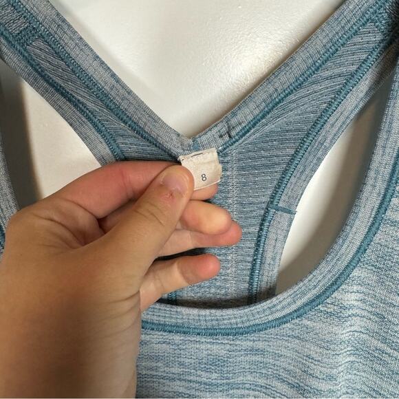 Lululemon Swiftly Tech Racerback Tank Top Seamless Heathered Tofino Teal Size 8 - Picture 3 of 6
